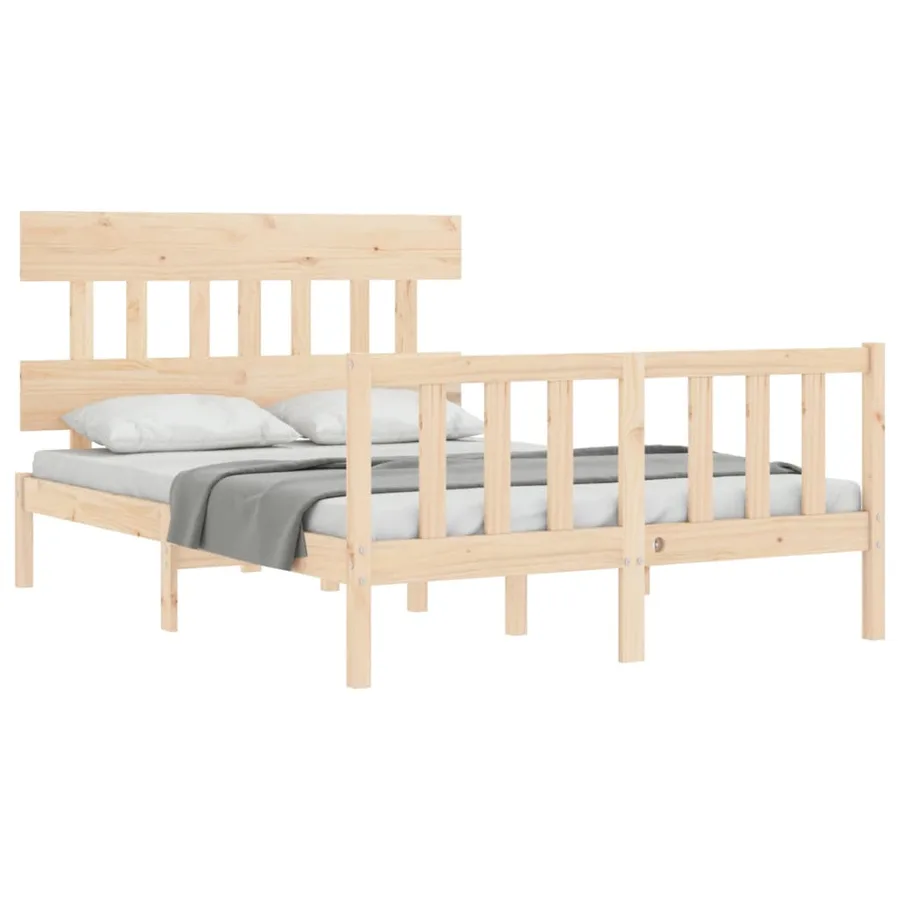 Cadre de lit sans matelas 140x200 cm bois massif de pin - 4