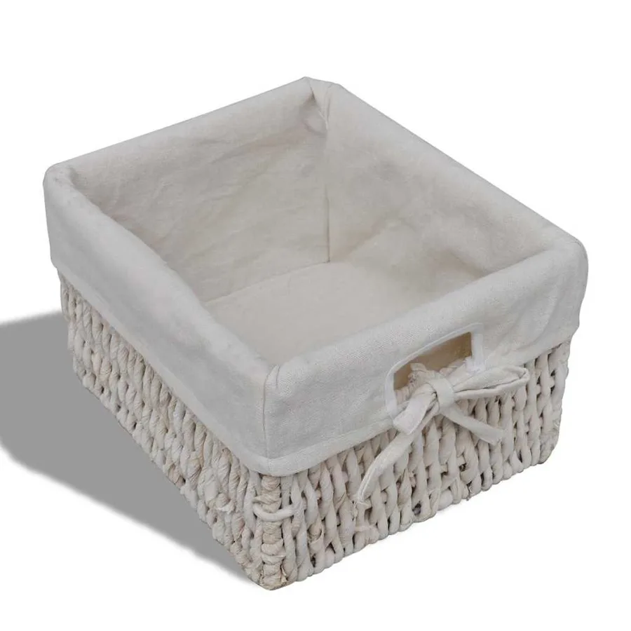 Armoire en bois 3 paniers gauches en tissage Blanc - 6