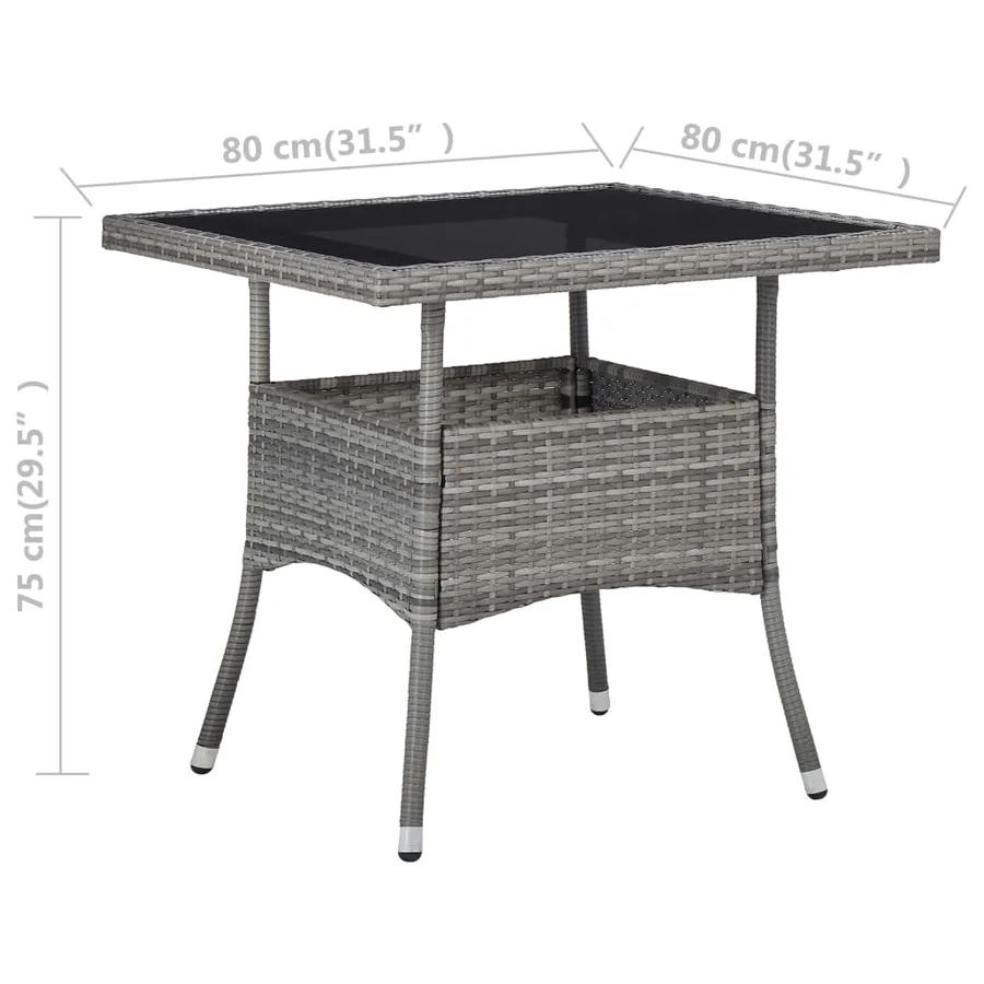 Ensemble à manger de jardin 3 pcs Gris Résine tressée et acacia - 12