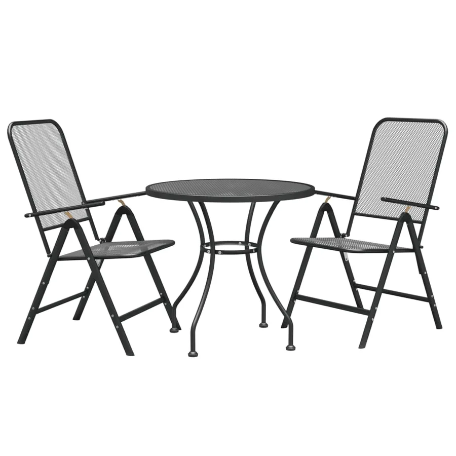 Ensemble à manger de jardin 3 pcs Maille Métal Anthracite - 3