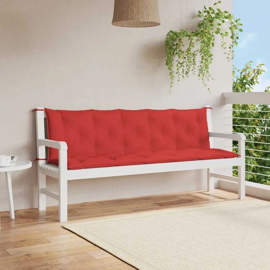 Coussin de banc de jardin rouge 180x(50+50)x7 cm tissu oxford