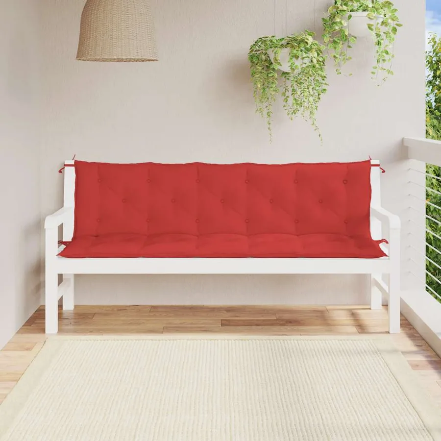 Coussin de banc de jardin rouge 180x(50+50)x7 cm tissu oxford - 3