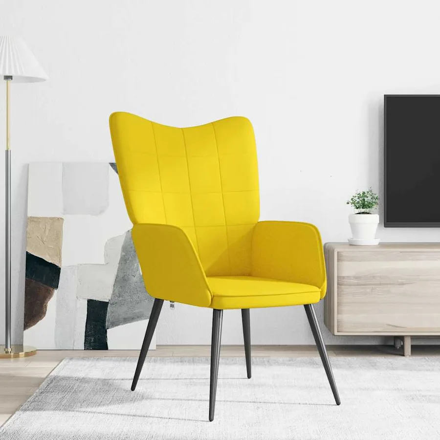 Chaise de relaxation Jaune moutarde Tissu - 3