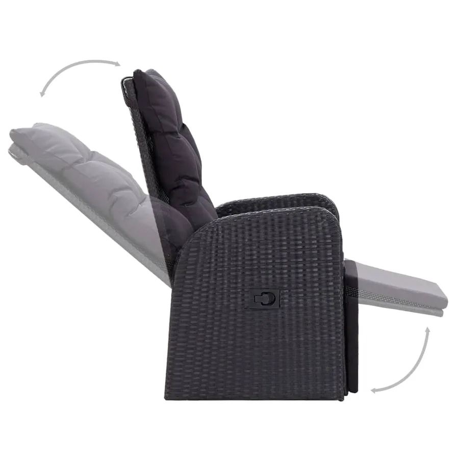 Ensemble de bistro 3 pcs avec coussins Résine tressée Noir - 11