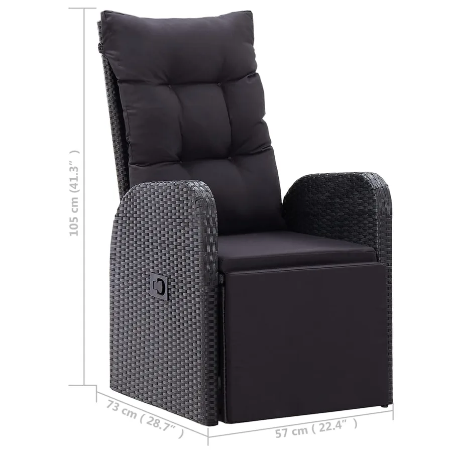 Ensemble de bistro 3 pcs avec coussins Résine tressée Noir - 14