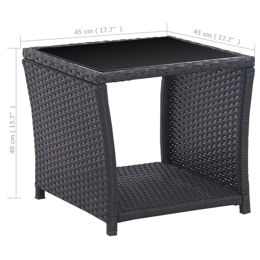 Ensemble de bistro 3 pcs avec coussins Résine tressée Noir - 15