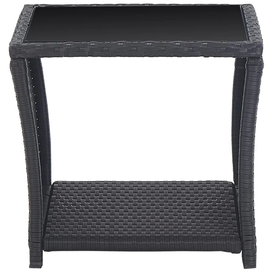 Ensemble de bistro 3 pcs avec coussins Résine tressée Noir - 3