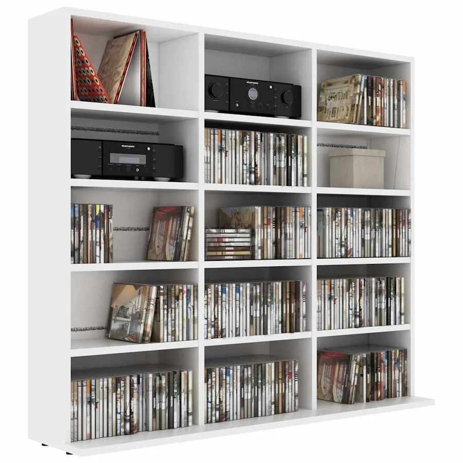 Armoire à CD Blanc 100x23x89,5 cm Bois d’ingénierie - 6