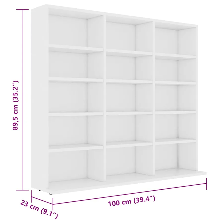 Armoire à CD Blanc 100x23x89,5 cm Bois d’ingénierie - 8