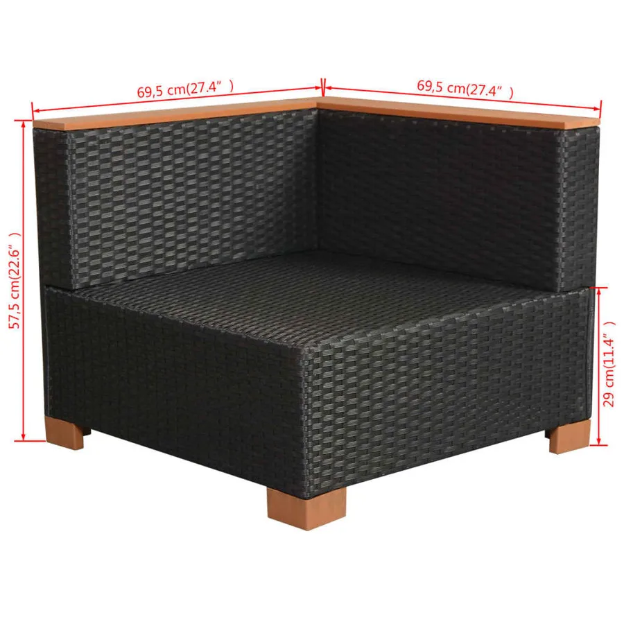 Salon de jardin 10 pcs avec coussins Résine tressée Noir - 10