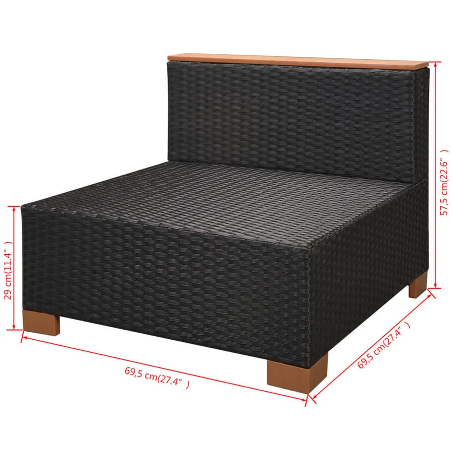 Salon de jardin 10 pcs avec coussins Résine tressée Noir - 11