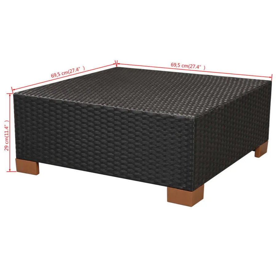 Salon de jardin 10 pcs avec coussins Résine tressée Noir - 12