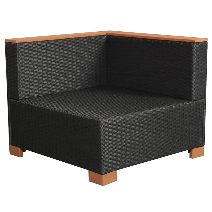 Salon de jardin 10 pcs avec coussins Résine tressée Noir - 5