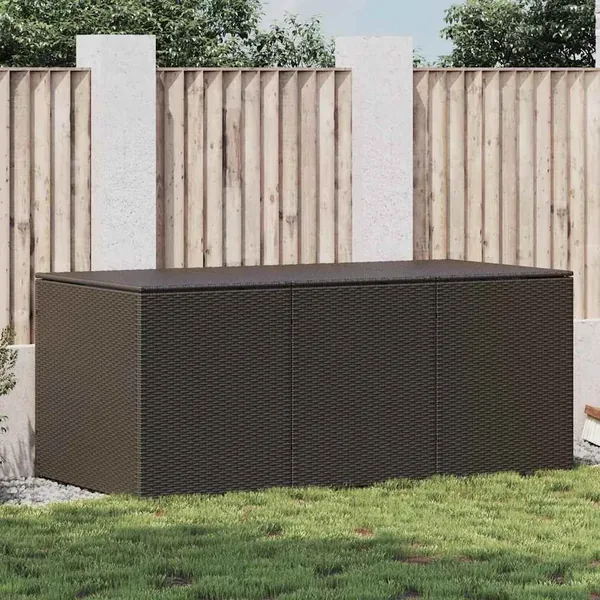 Boîte de rangement de jardin résine tressée 180x90x70 cm marron