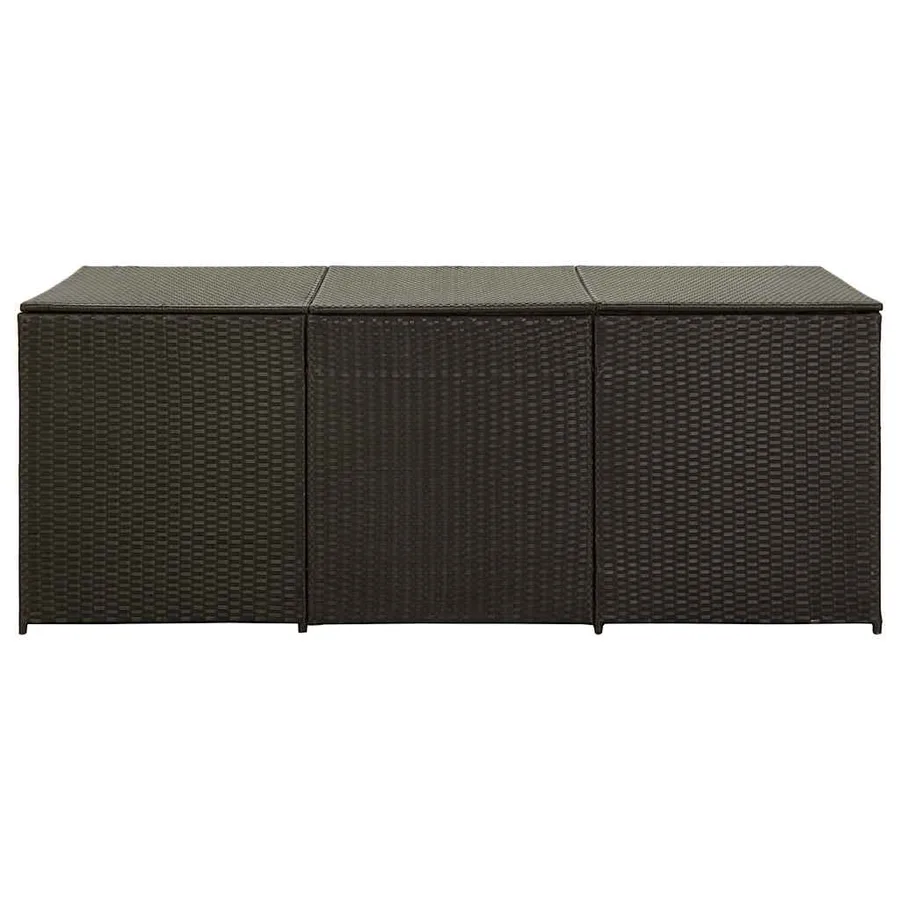 Boîte de rangement de jardin résine tressée 180x90x70 cm marron - 4