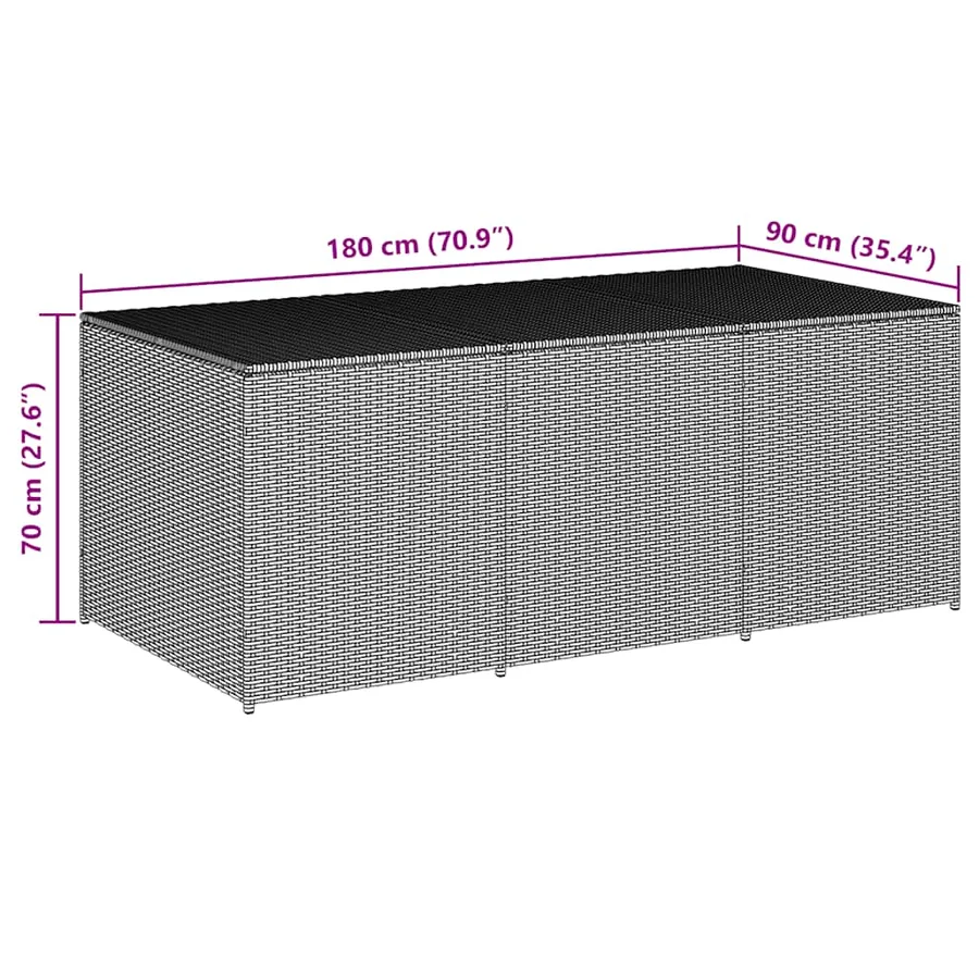 Boîte de rangement de jardin résine tressée 180x90x70 cm marron - 8