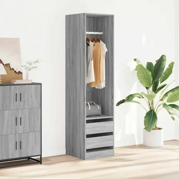 Armoire avec tiroirs Sonoma gris 50x50x200 cm Bois d'ingénierie