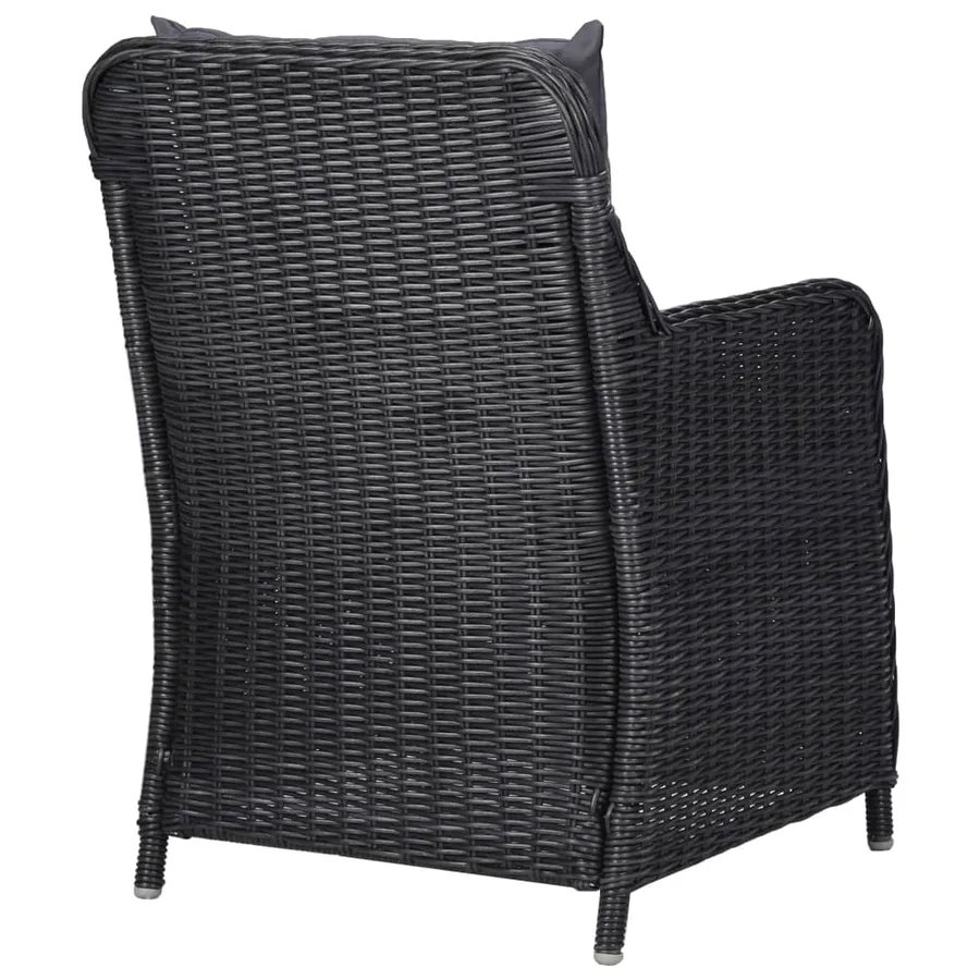 Chaises de jardin lot de 2 avec coussins Résine tressée Noir - 5