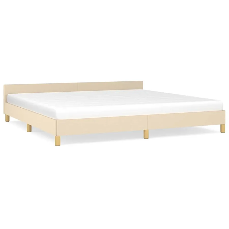 Cadre de lit sans matelas crème 200x200 cm tissu - 2