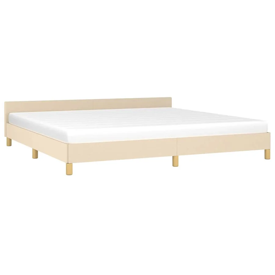 Cadre de lit sans matelas crème 200x200 cm tissu - 3
