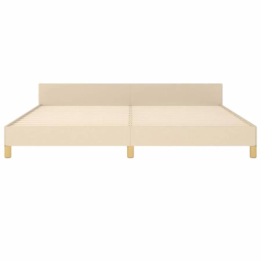Cadre de lit sans matelas crème 200x200 cm tissu - 5