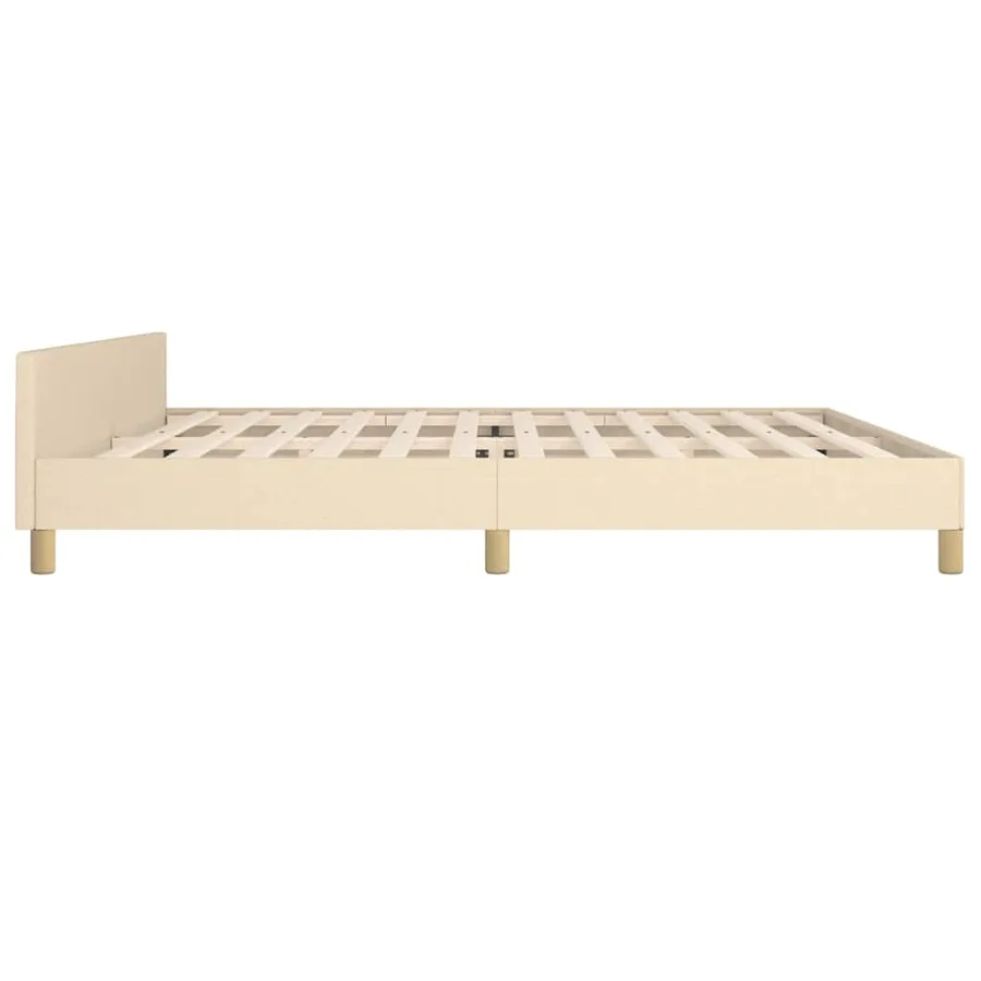 Cadre de lit sans matelas crème 200x200 cm tissu - 6