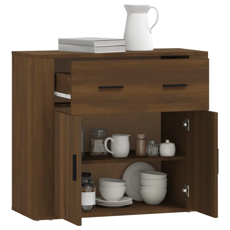 Buffet Chêne marron 80x33x70 cm Bois d'ingénierie - 7