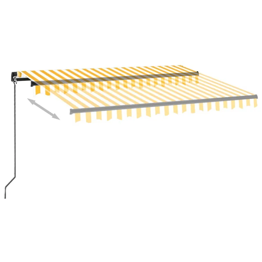 Auvent manuel rétractable avec LED 350x250 cm Jaune et blanc - 3
