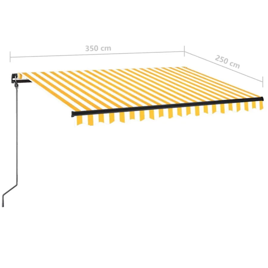 Auvent manuel rétractable avec LED 350x250 cm Jaune et blanc - 7