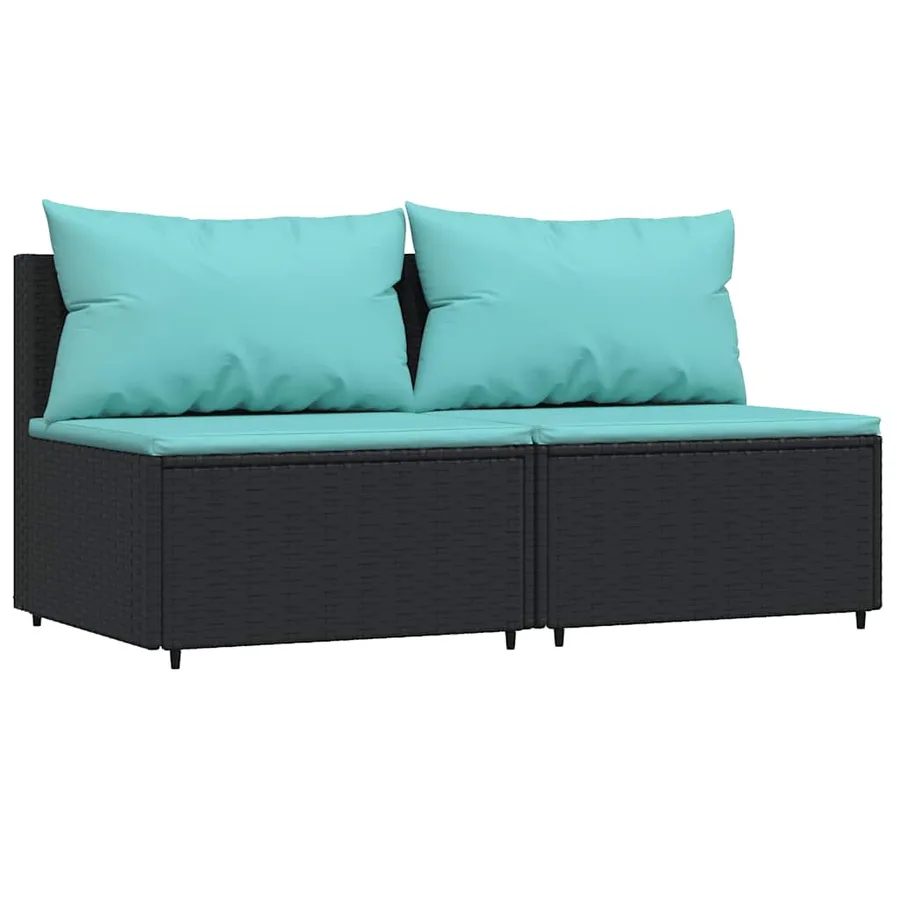 Salon de jardin 3 pcs avec coussins Noir Résine tressée - 3
