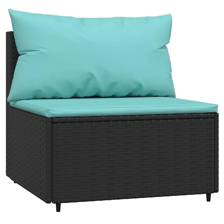Salon de jardin 3 pcs avec coussins Noir Résine tressée - 4