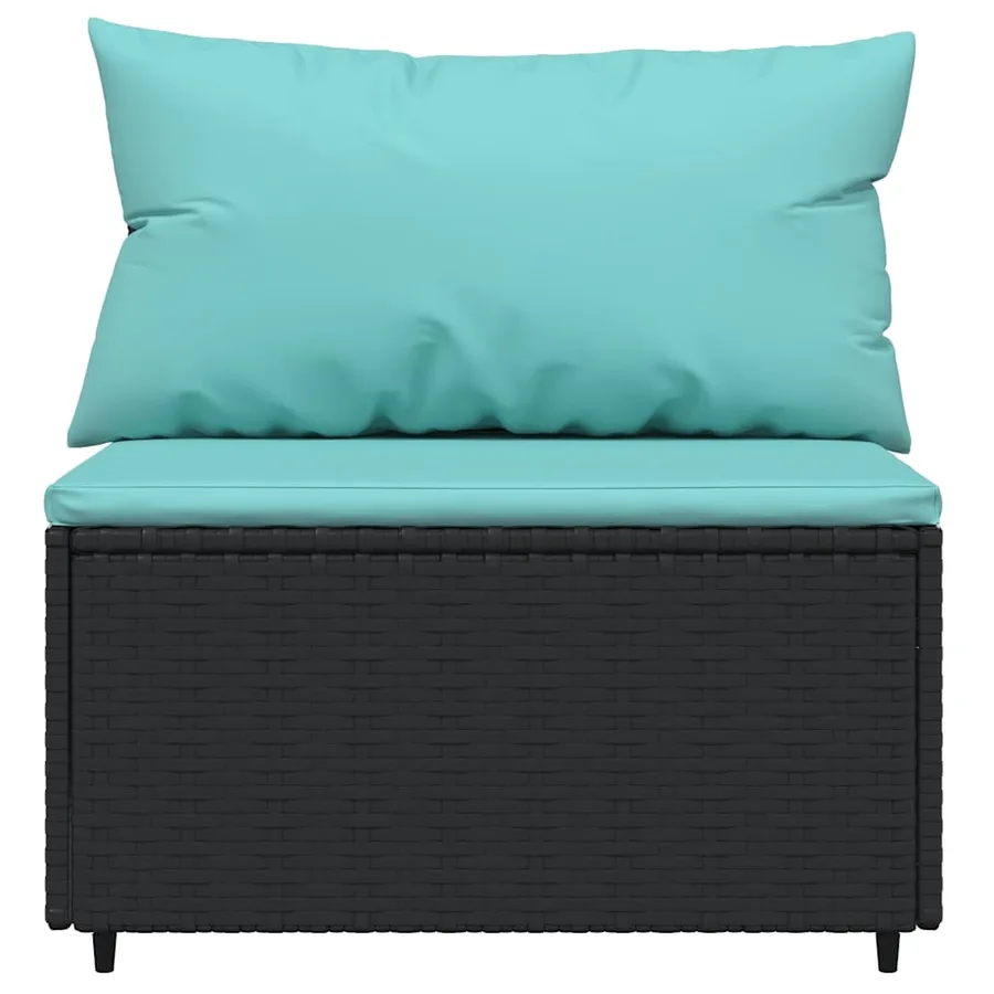 Salon de jardin 3 pcs avec coussins Noir Résine tressée - 5