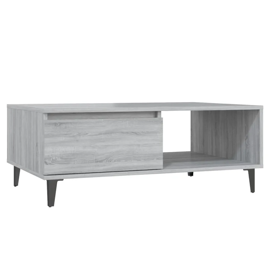 Table basse sonoma gris 90x60x35 cm bois d'ingénierie - 2