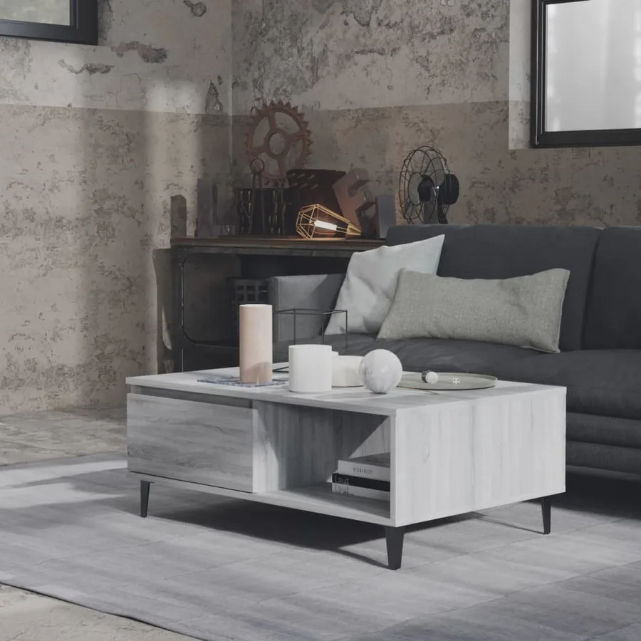 Table basse sonoma gris 90x60x35 cm bois d'ingénierie - 3