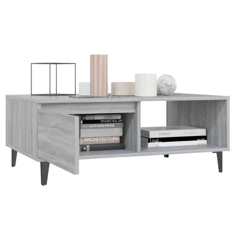 Table basse sonoma gris 90x60x35 cm bois d'ingénierie - 4