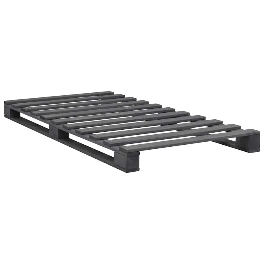 Cadre de lit de palette sans matelas gris 100x200cm bois massif - 2