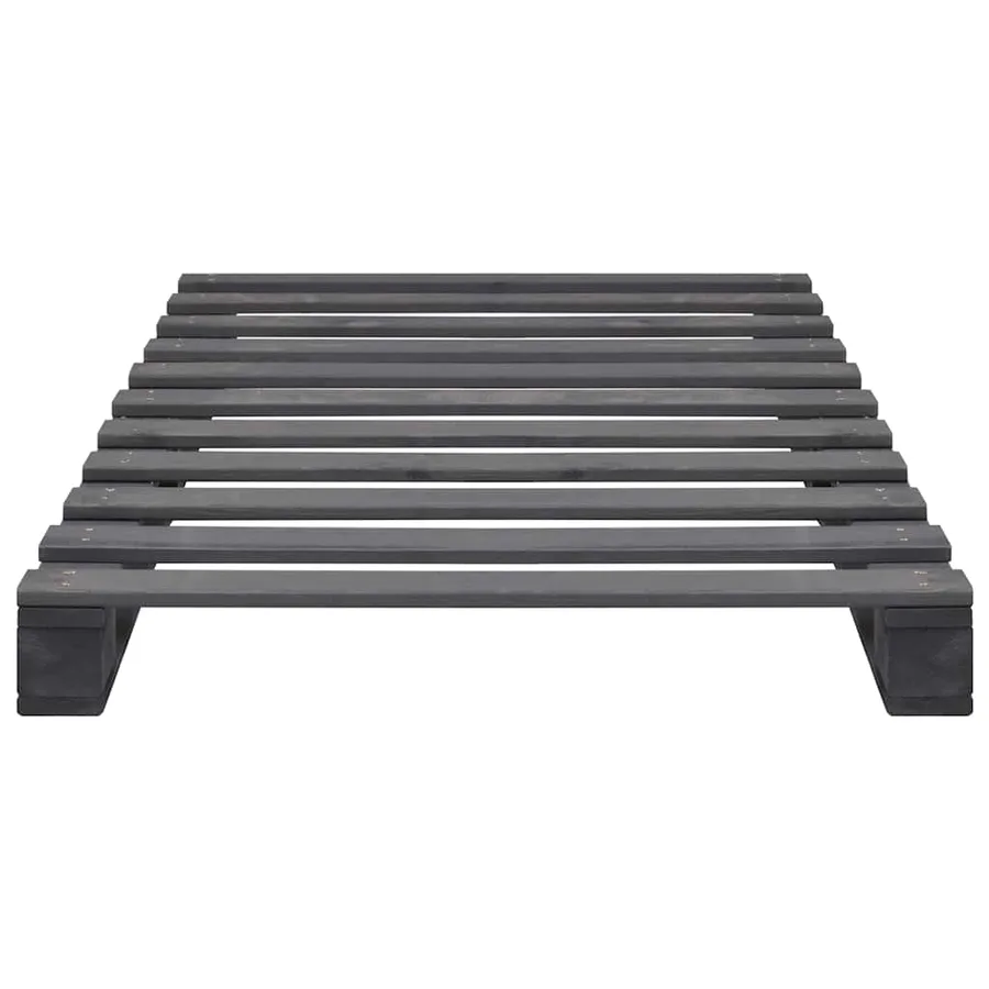 Cadre de lit de palette sans matelas gris 100x200cm bois massif - 3