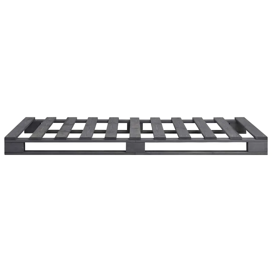 Cadre de lit de palette sans matelas gris 100x200cm bois massif - 4