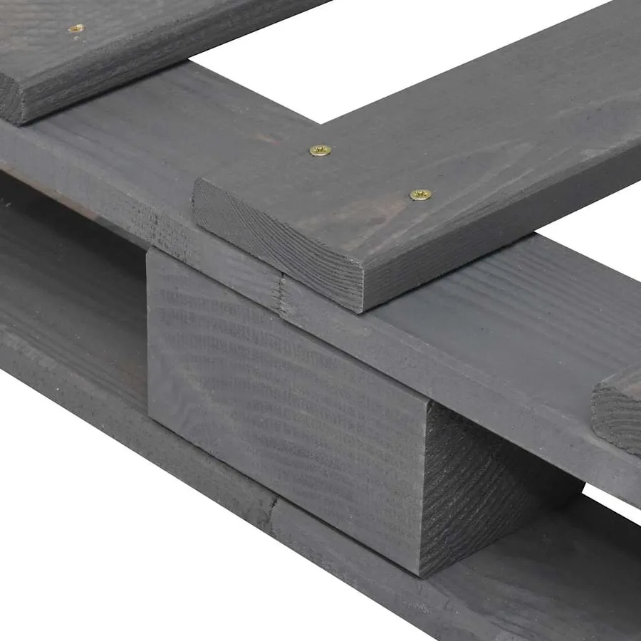 Cadre de lit de palette sans matelas gris 100x200cm bois massif - 5