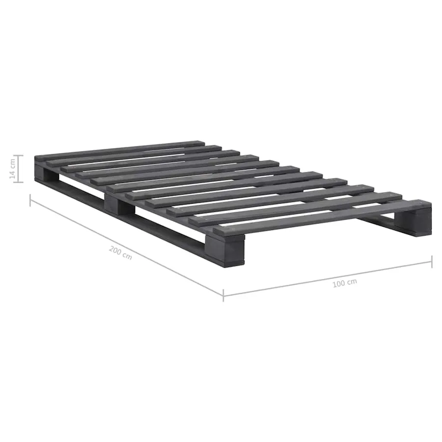 Cadre de lit de palette sans matelas gris 100x200cm bois massif - 7