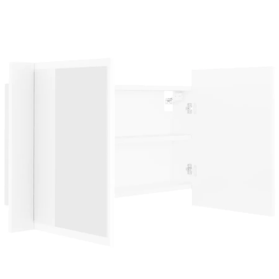 Armoire salle de bain à miroir LED Blanc 80x12x45 cm Acrylique - 11