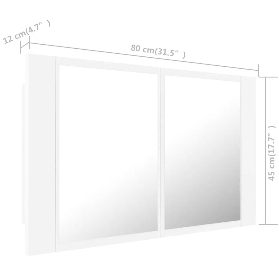 Armoire salle de bain à miroir LED Blanc 80x12x45 cm Acrylique - 16