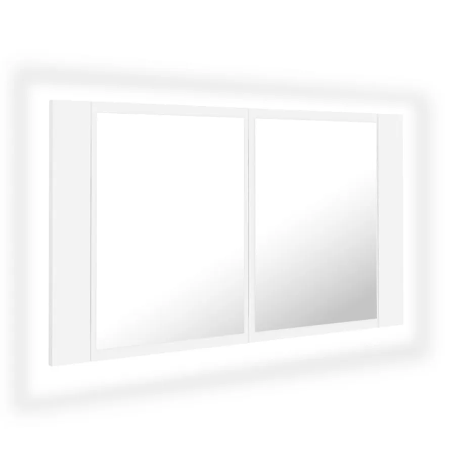 Armoire salle de bain à miroir LED Blanc 80x12x45 cm Acrylique - 2