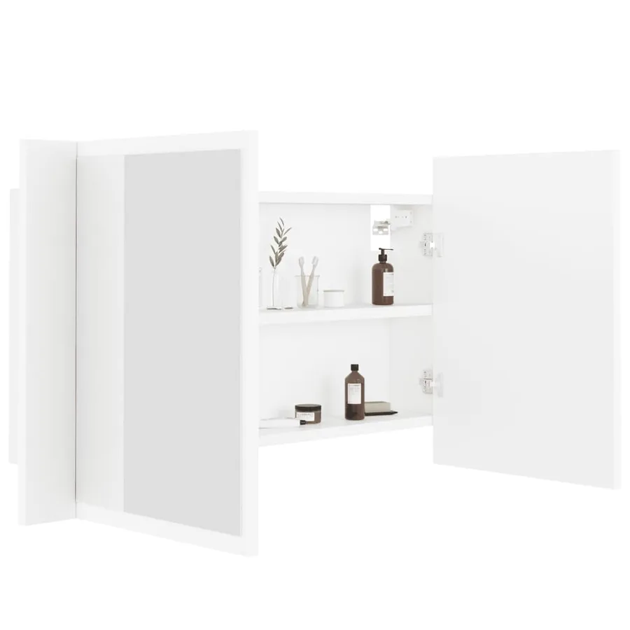 Armoire salle de bain à miroir LED Blanc 80x12x45 cm Acrylique - 7