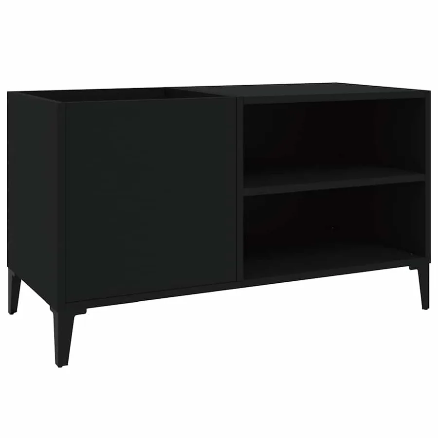 Armoire à disques noir 84,5x38x48 cm bois d'ingénierie - 2