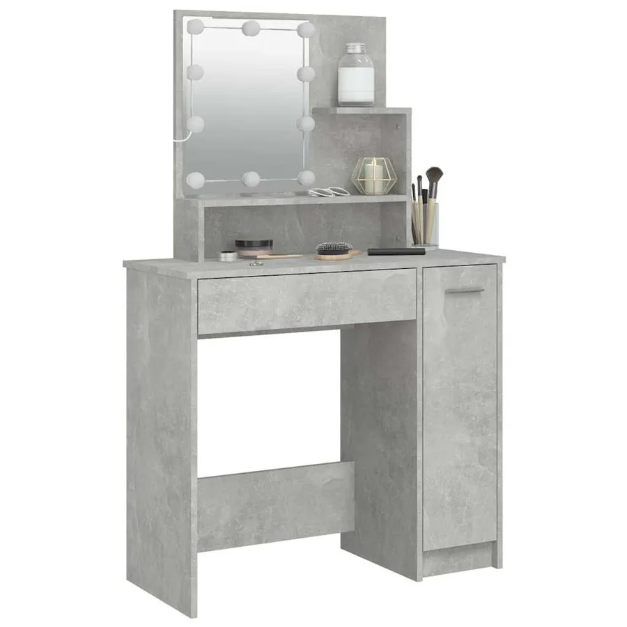Coiffeuse avec LED Gris béton 86,5x35x136 cm - 12