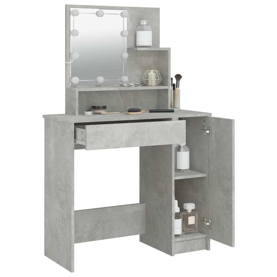 Coiffeuse avec LED Gris béton 86,5x35x136 cm - 14