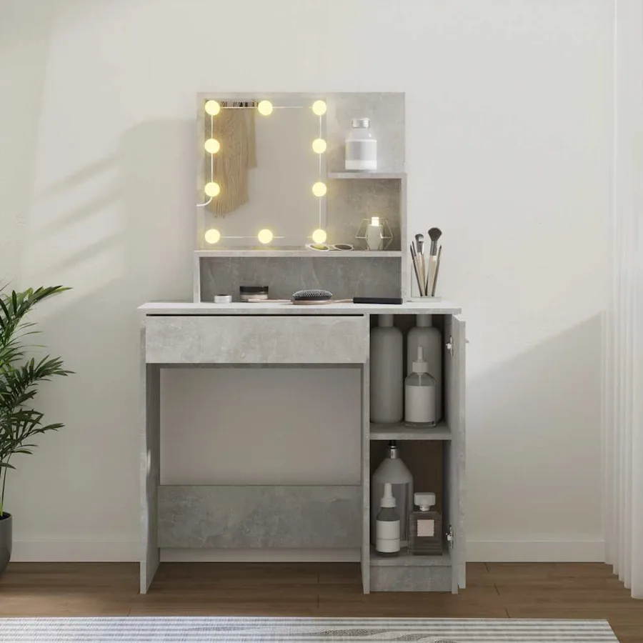 Coiffeuse avec LED Gris béton 86,5x35x136 cm - 15