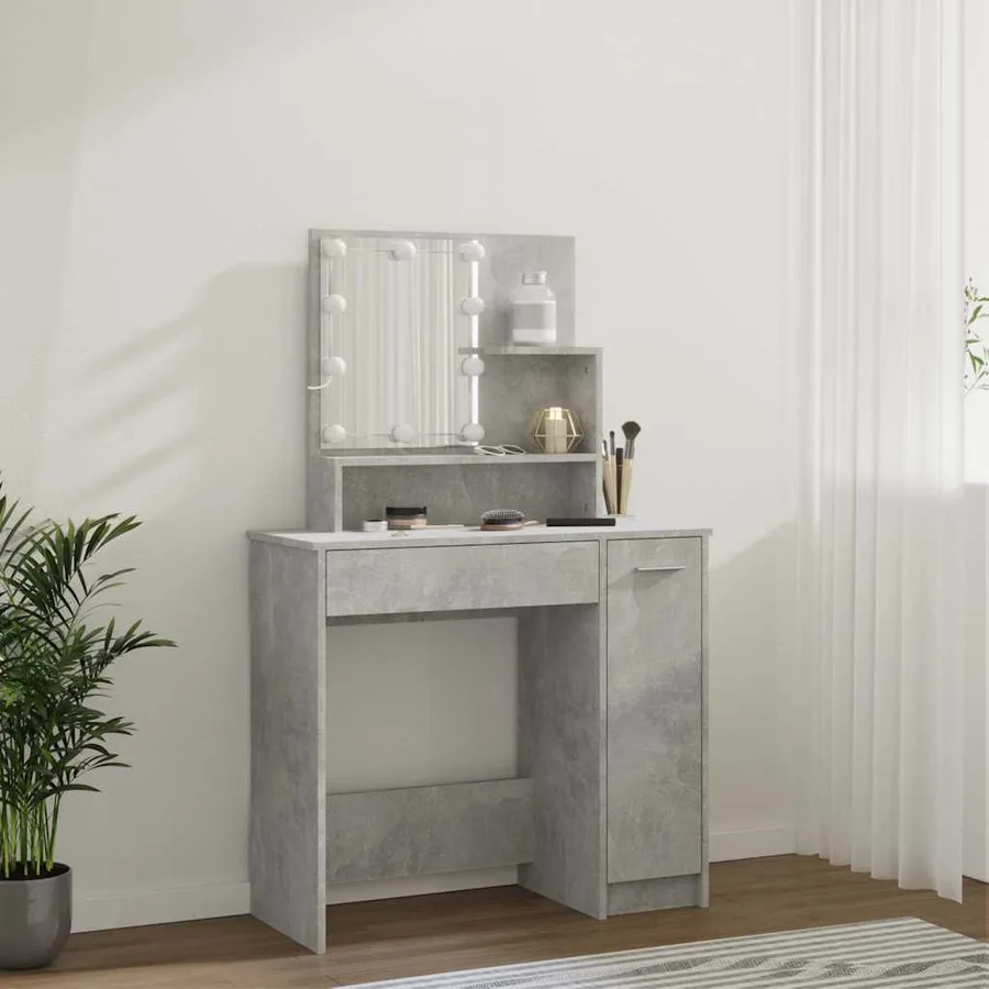 Coiffeuse avec LED Gris béton 86,5x35x136 cm - 17