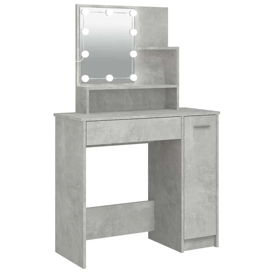 Coiffeuse avec LED Gris béton 86,5x35x136 cm - 2